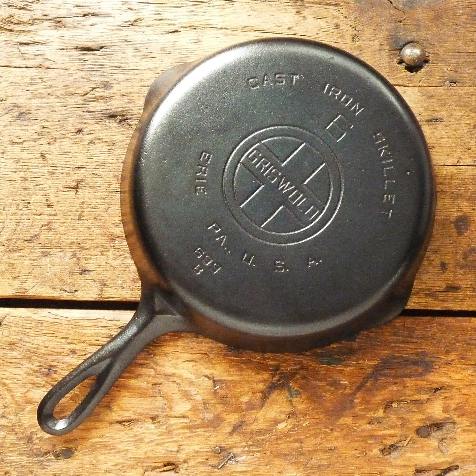 Vintage GRISWOLD Cast Iron SKILLET Frying Pan # 6 LARGE BLOCK LOGO - Ironspoon