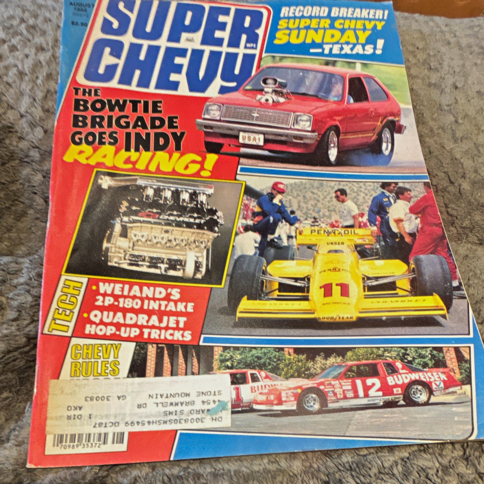 Super Chevy Magazine Bowtie Brigade Goes Indy, Weiand 3200 Intake, Quadrajet