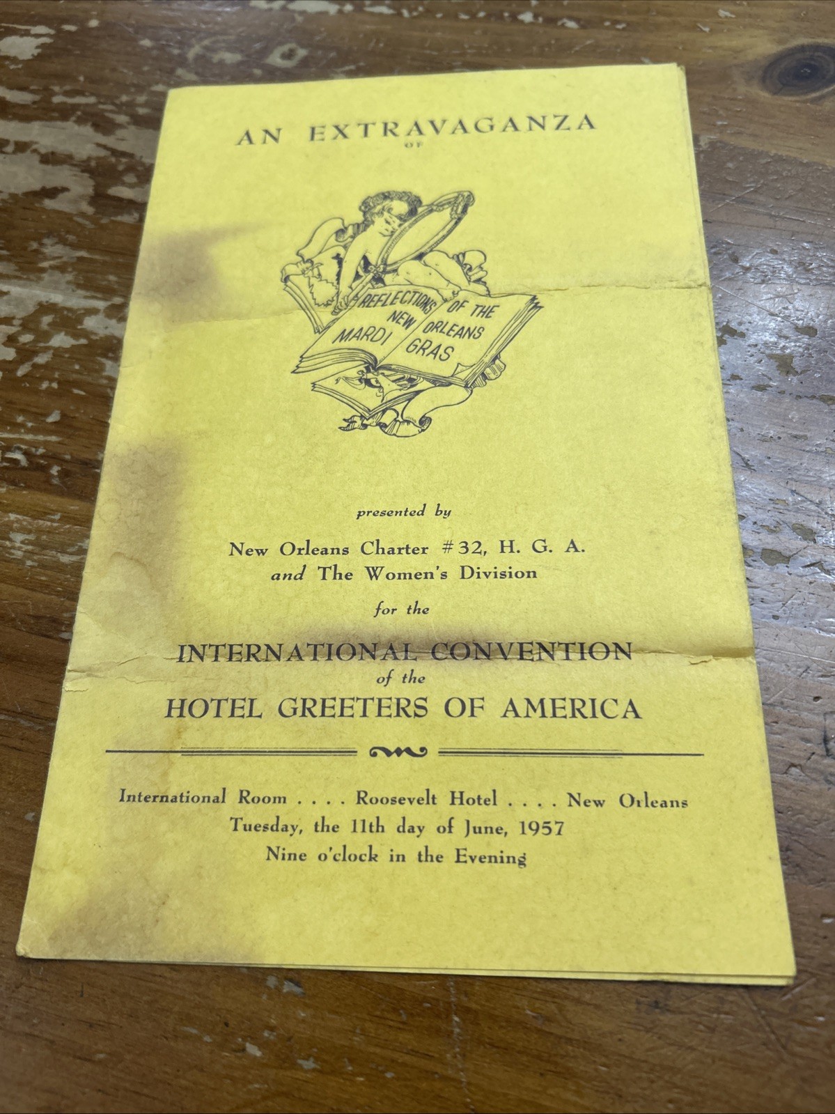 1957 Krewe of Greeters  New Orleans Mardi Gras Program Ball Roosevelt Hotel