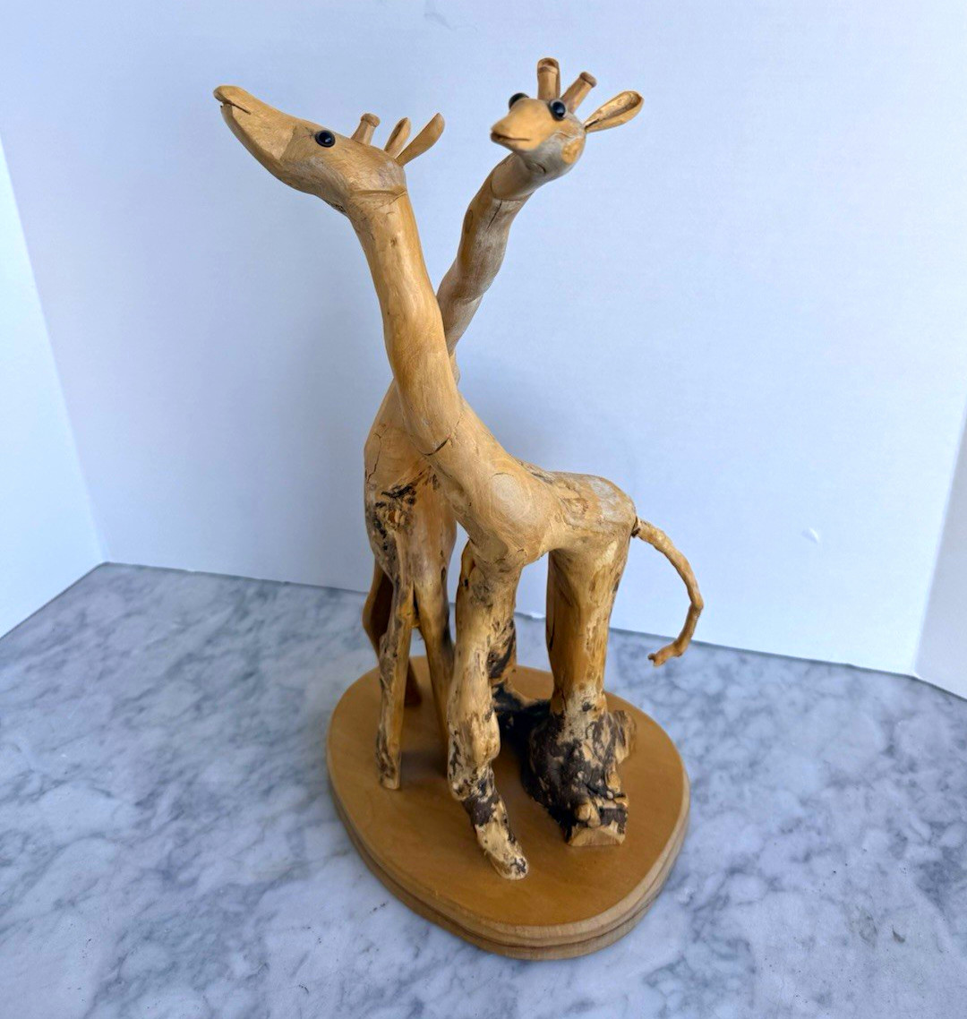 Vintage 1984 Signed WJ Kolff Maple Root Giraffe Wood Sculpture Mill Creek Utah