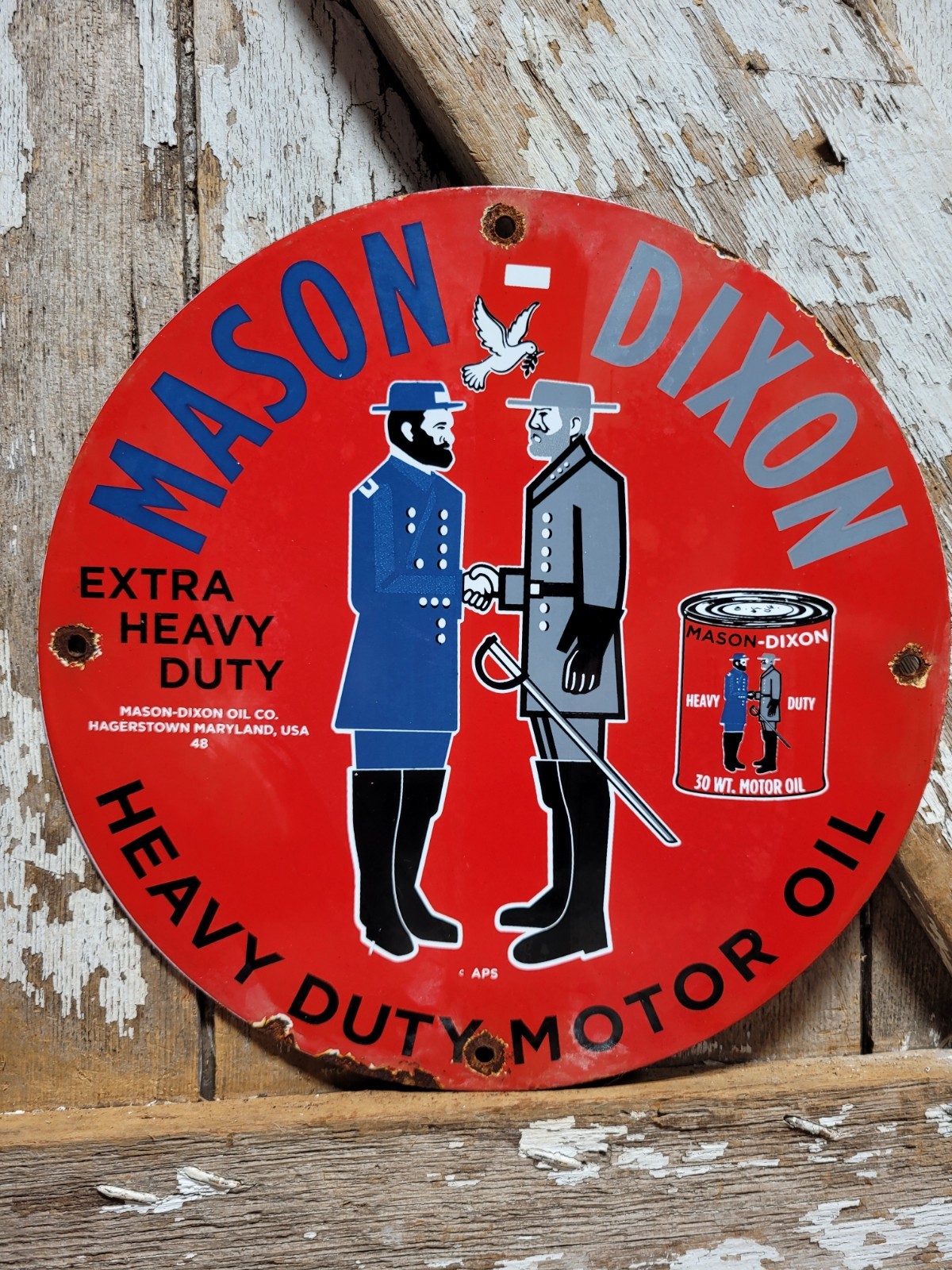 VINTAGE MASON-DIXON PORCELAIN SIGN OLD 12\