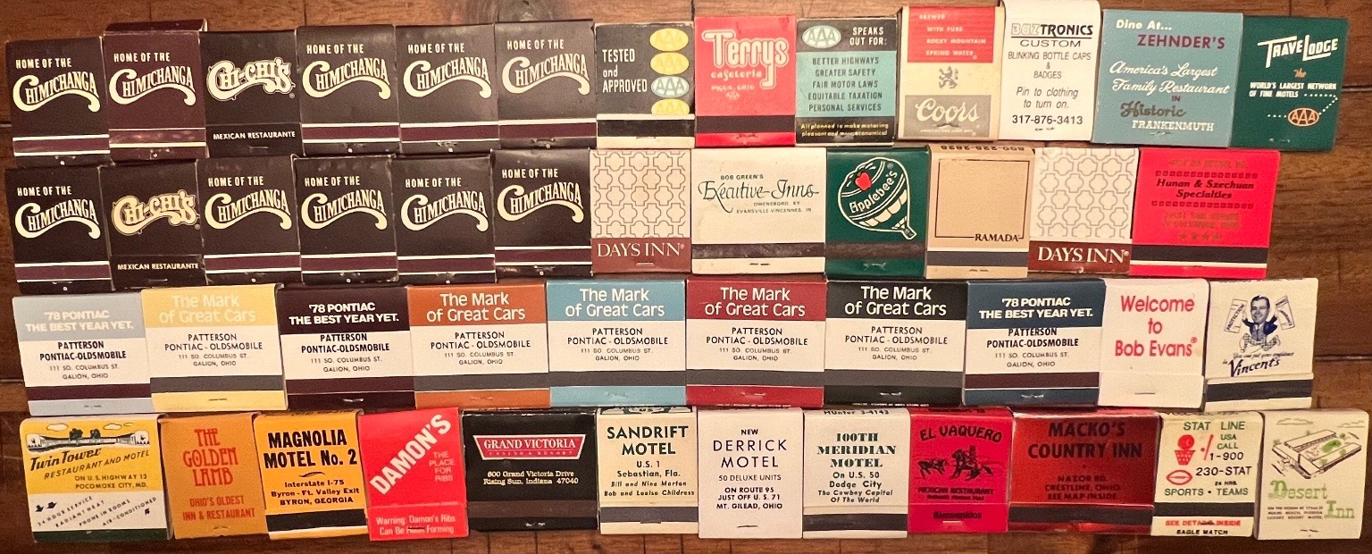 Large Lot 40+ Vintage Matchbooks Advertising Hotels Restaurants Auto USA