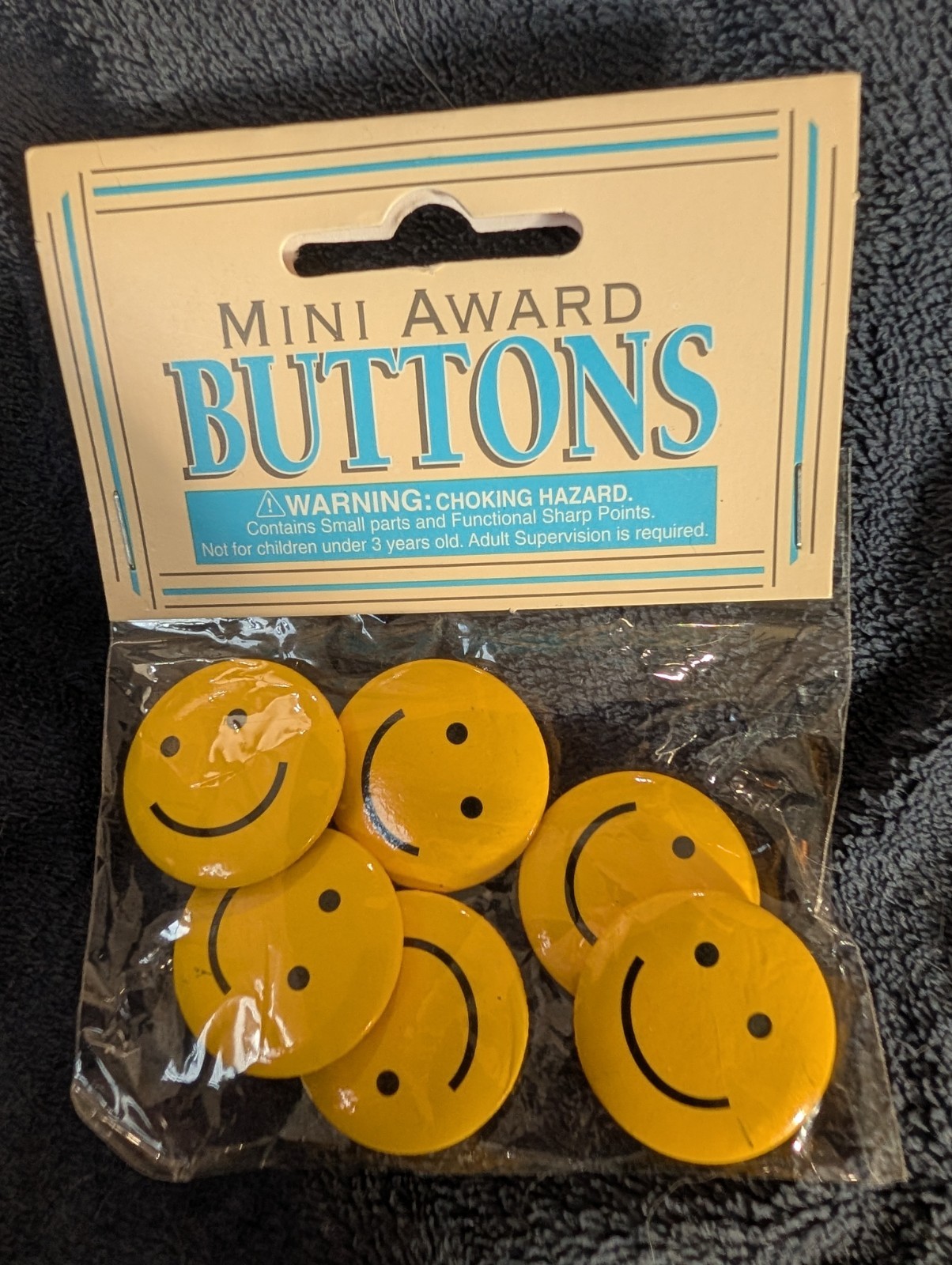 6 Small Vintage Smiley Happy Smile Face Yellow Pin Pinback  Buttons
