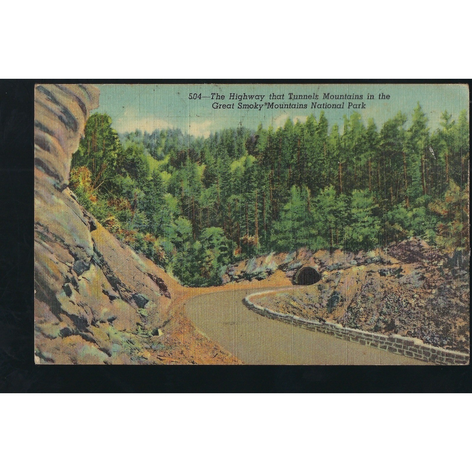 Vintage Great Smoky Mountains Highway Tunnel Postcard Used 1954 National Park
