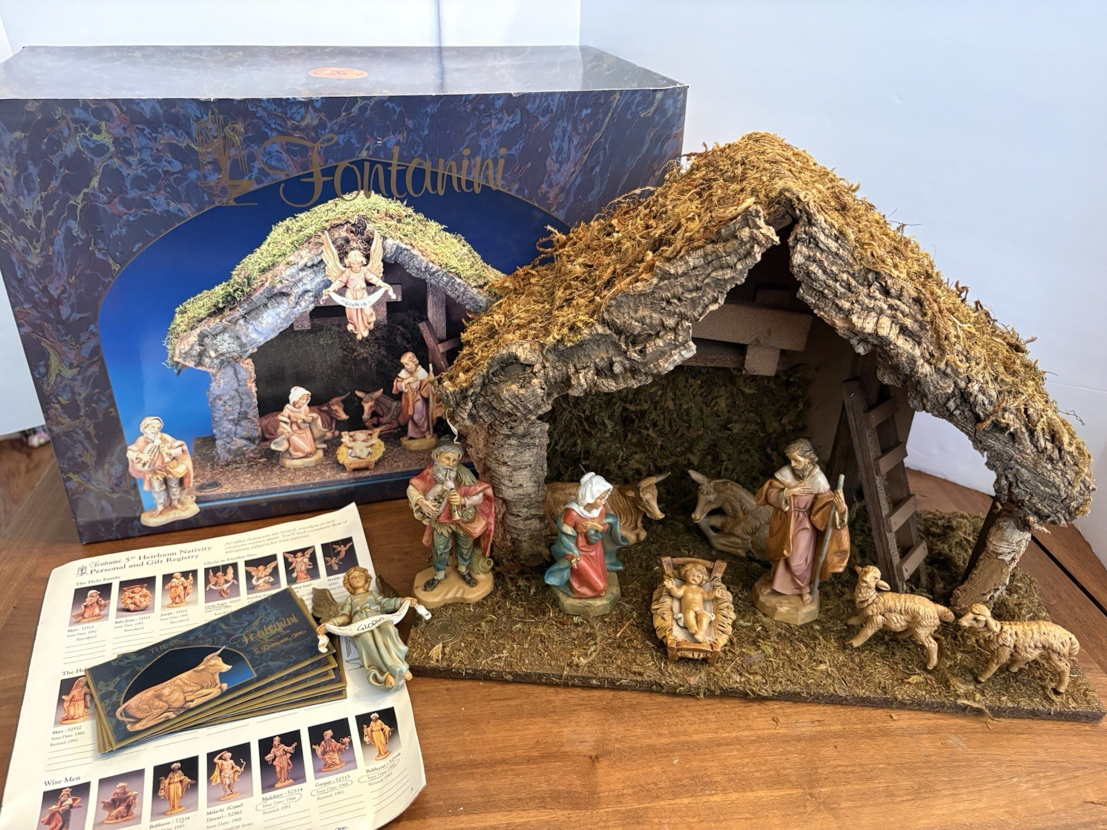 Vintage Fontanini Nativity Starter Set Stable Heirloom Collection 9 Figure 1995