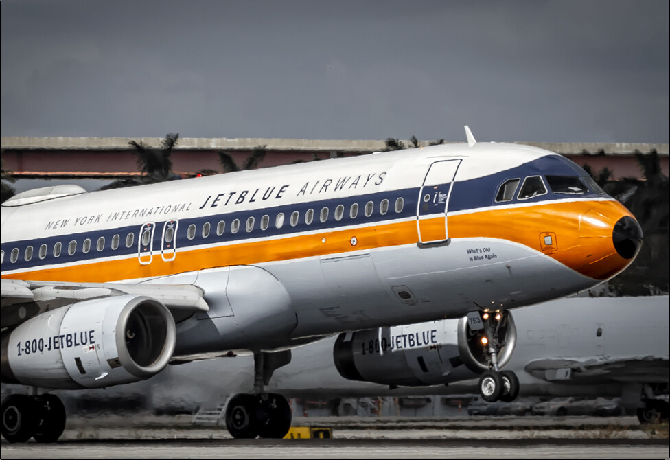 JetBlue Airways Retro Plane Handmade 3.25