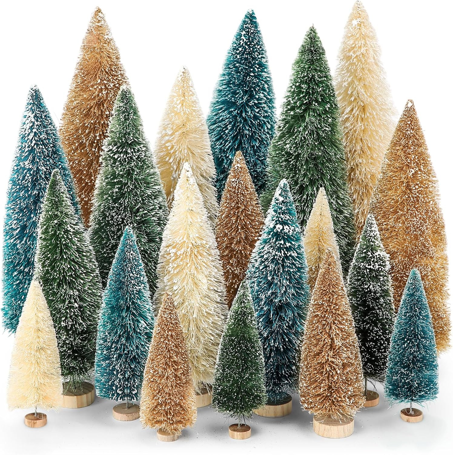 Vinsot 20 Pcs Bottle Brush Christmas Trees Miniature Tree, Green,Gold Vinsot 20 Pcs Bottle Brush Christmas Trees Miniature Tree, Green,Gold