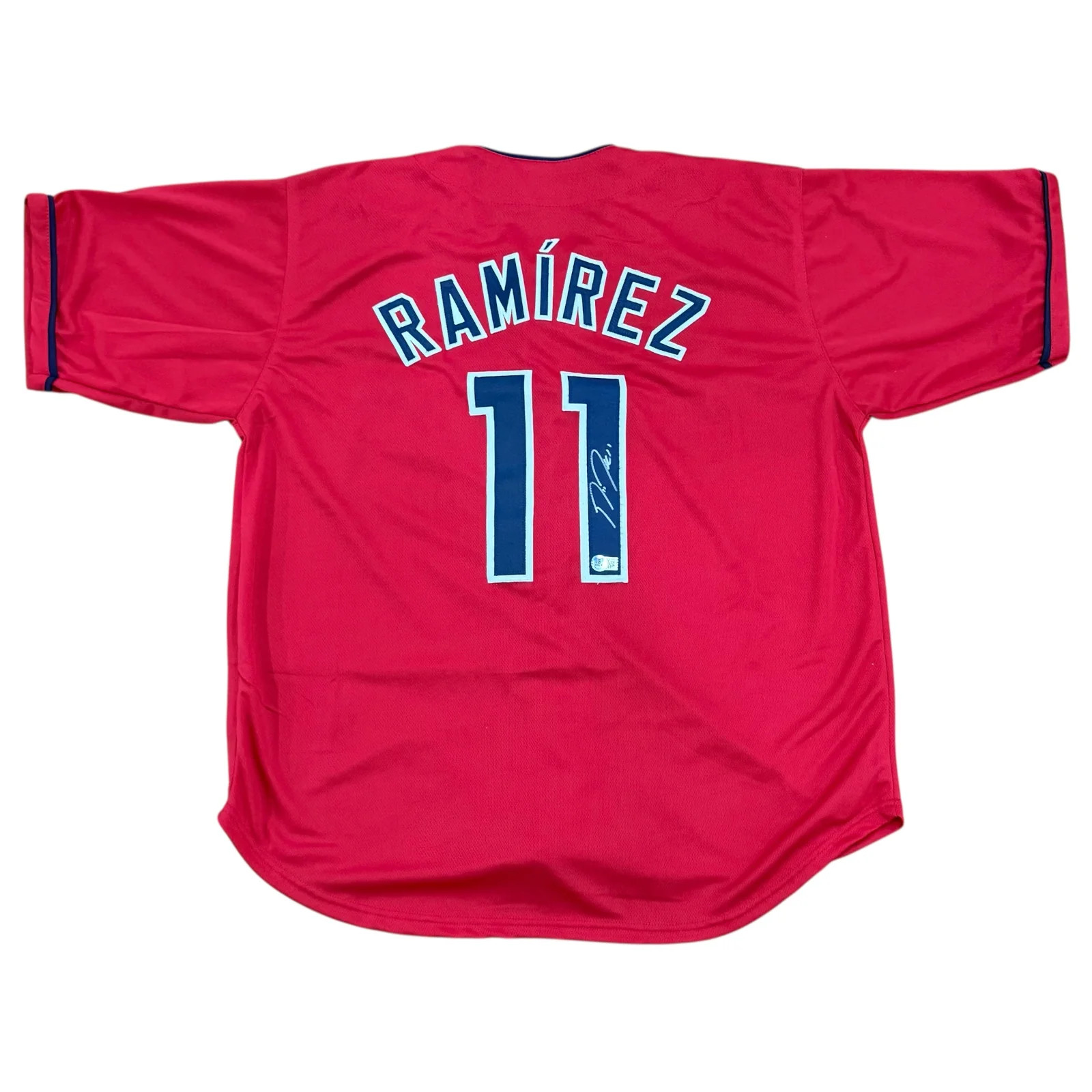 Jose Ramirez Autographed Cleveland (Red #11) Custom Jersey ? Beckett