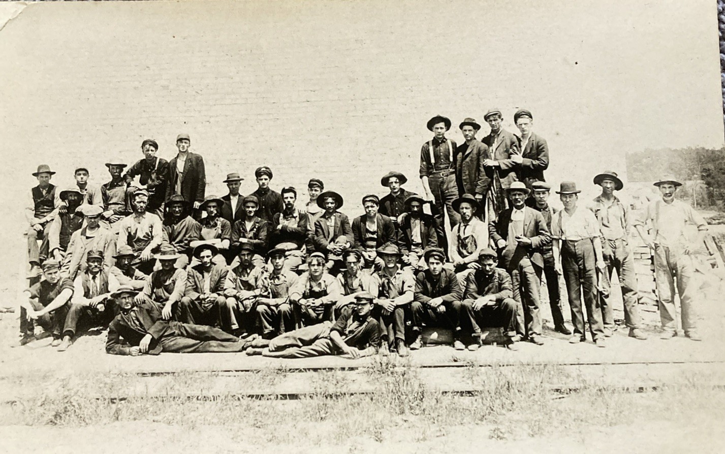 RPPC c1915 Occupational Railroad Workers Large Group Photo At Tracks Postcard