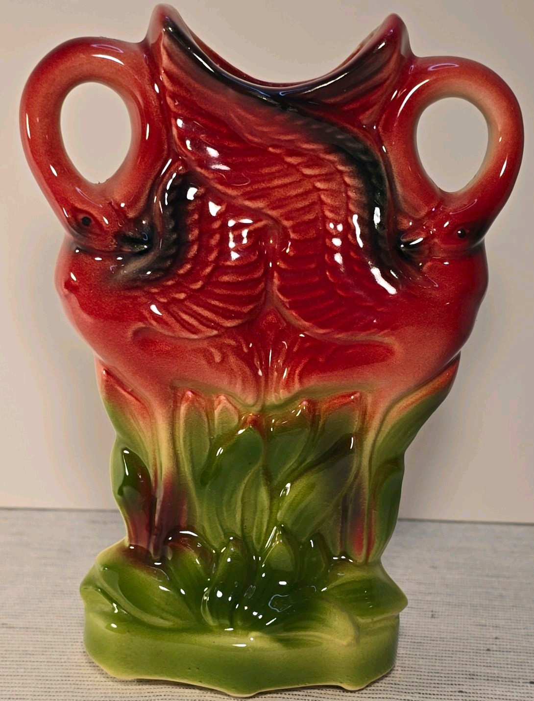 MCM Vintage Double Flamingo Wall Pocket Vase 1940s