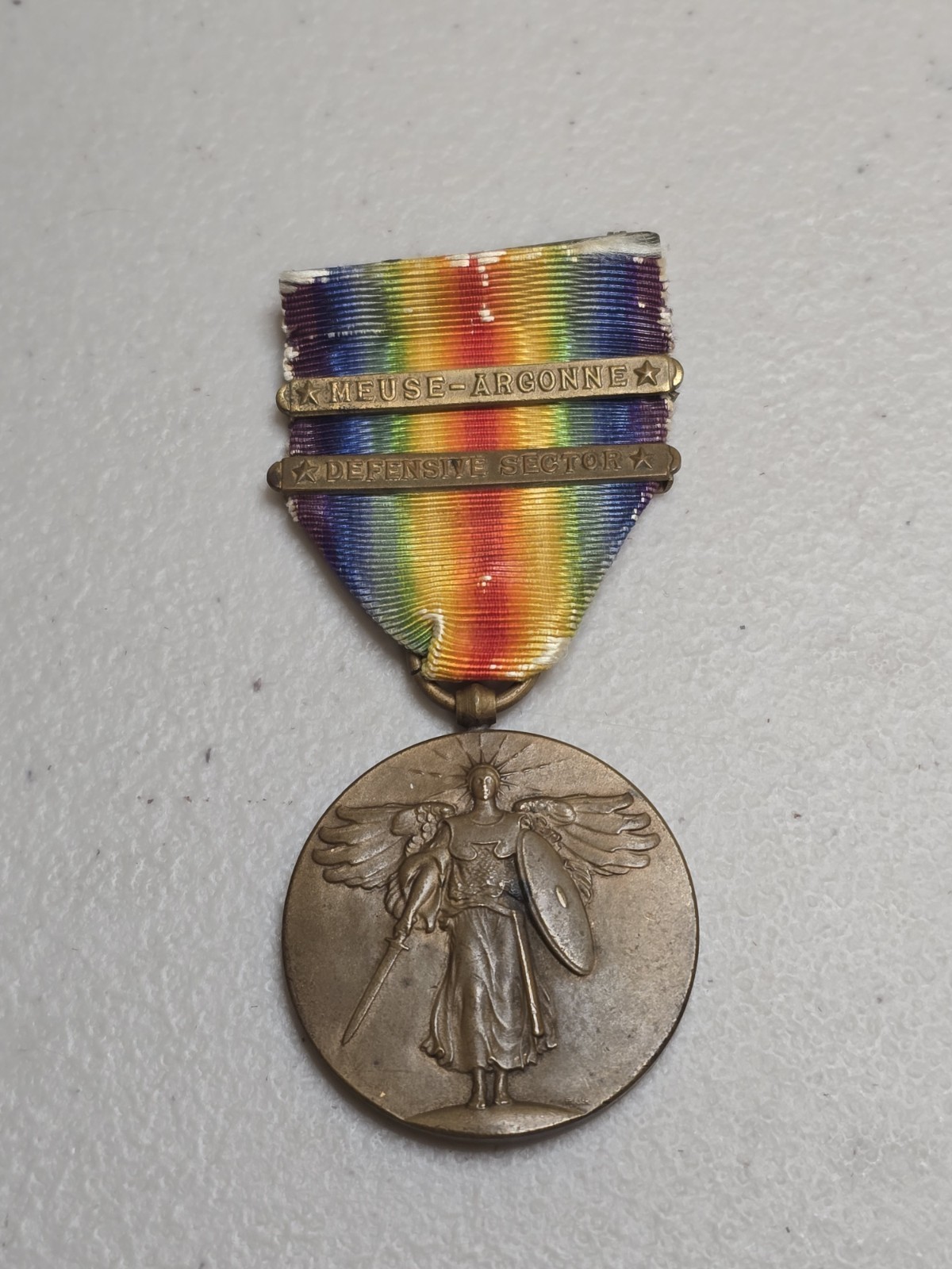 Original WW1 US Army Victory Medal With Two Bars