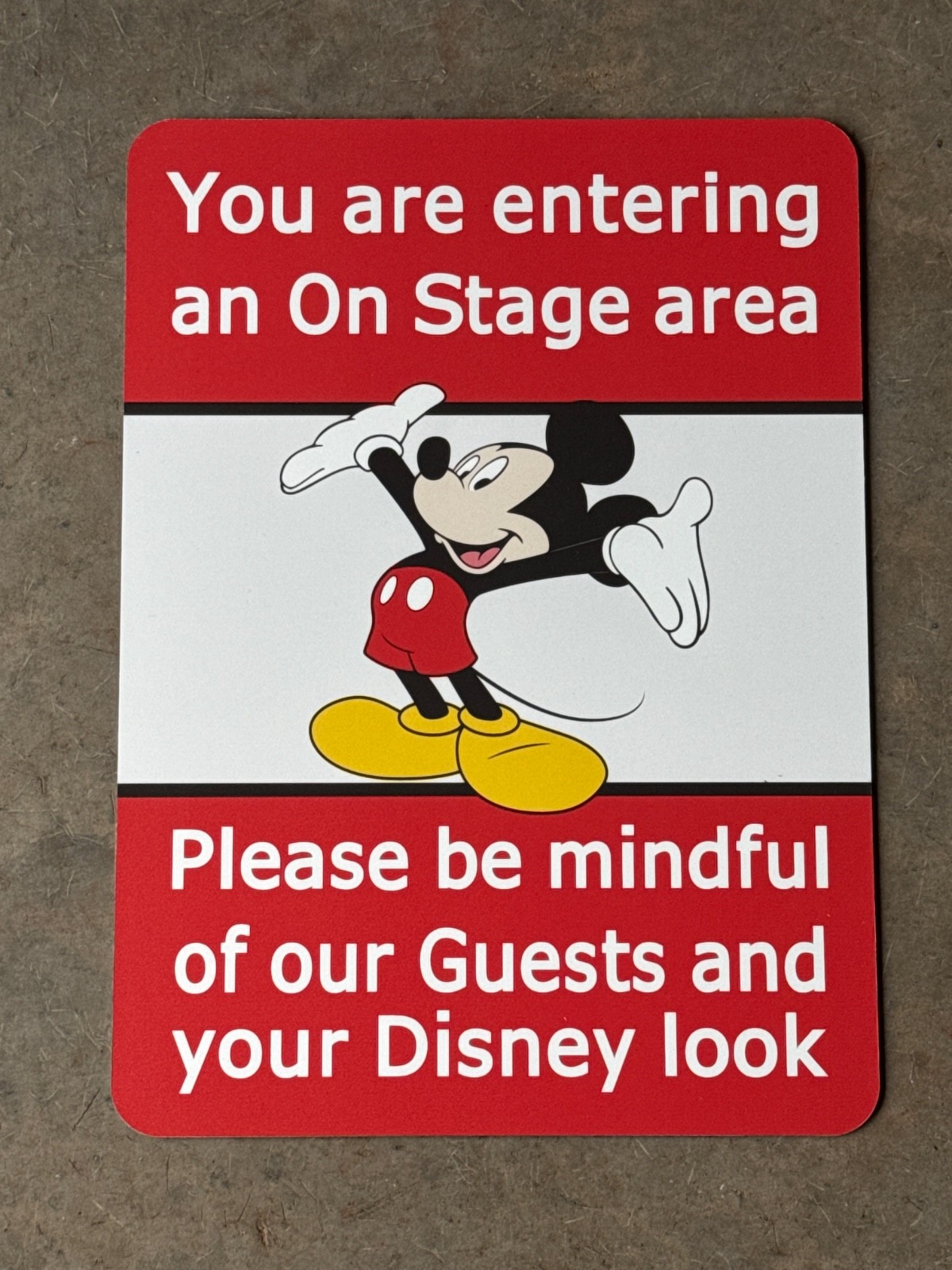 Disneyland Your Disney Look Cast Member Area Sign Prop