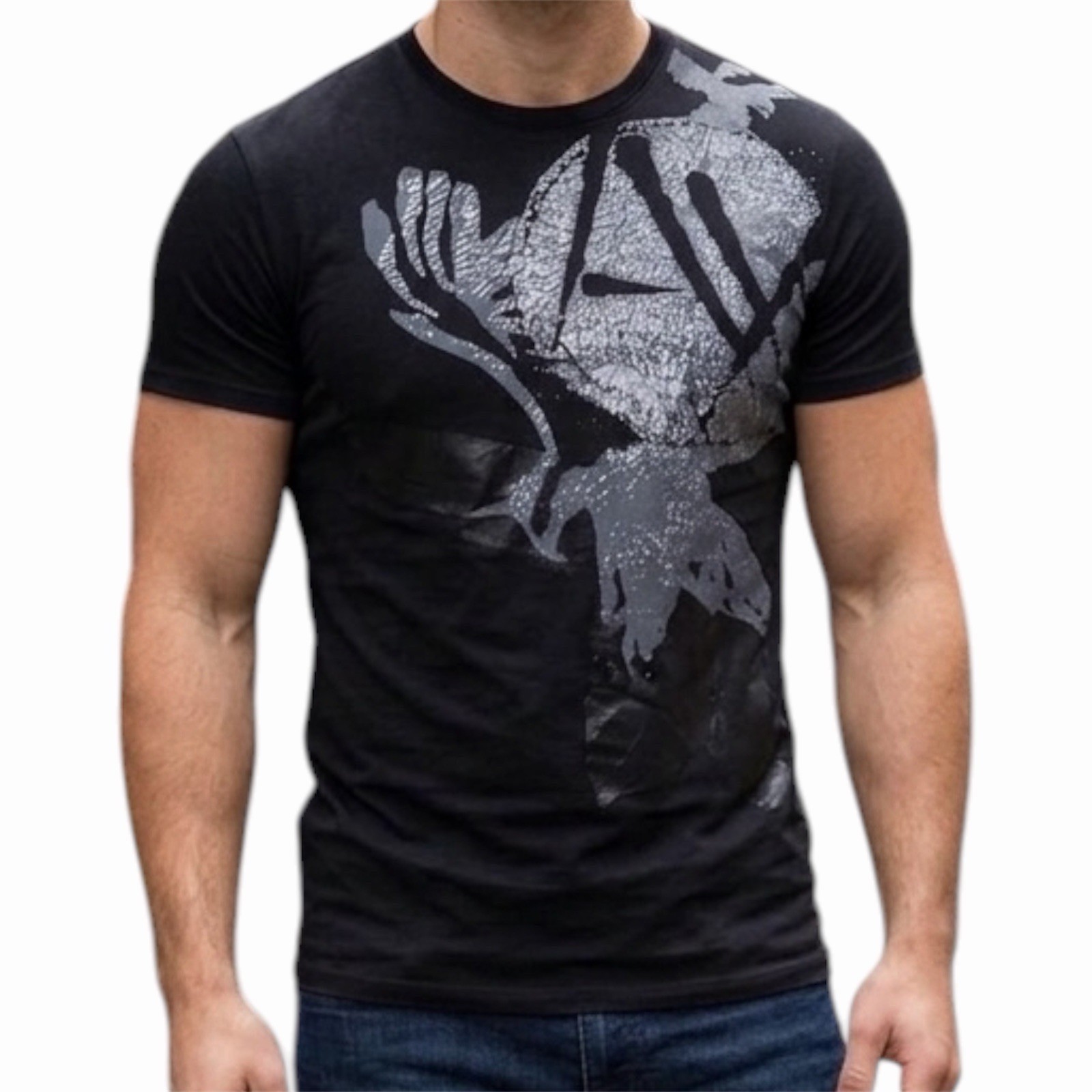 ARMANI EXCHANGE Black EAGLE Short Sleeve Slim Fit Designer  Mens T-shirt NWT