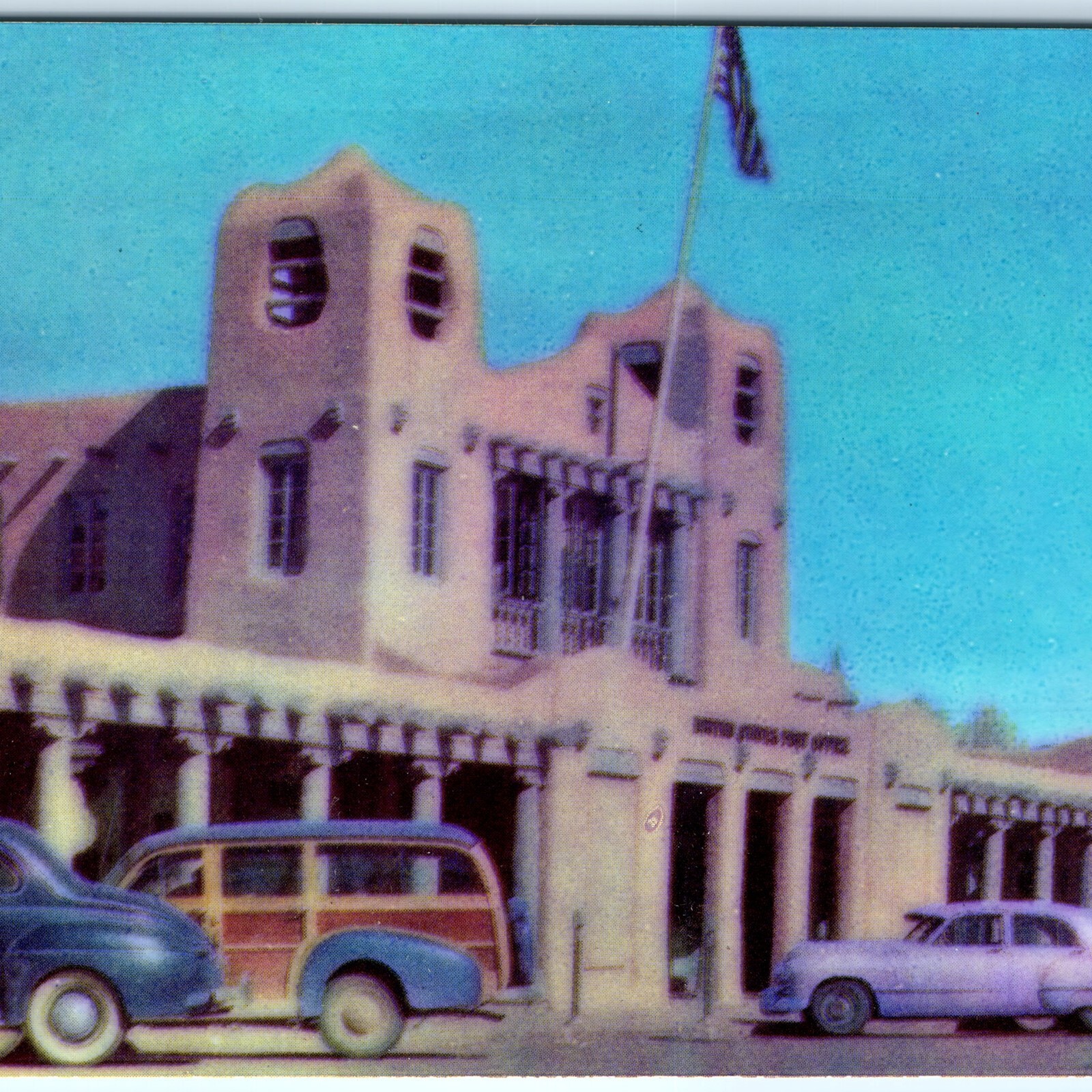c1950s Santa Fe, NM US Post Office Pueblo Architecture Plastichrome Postcard