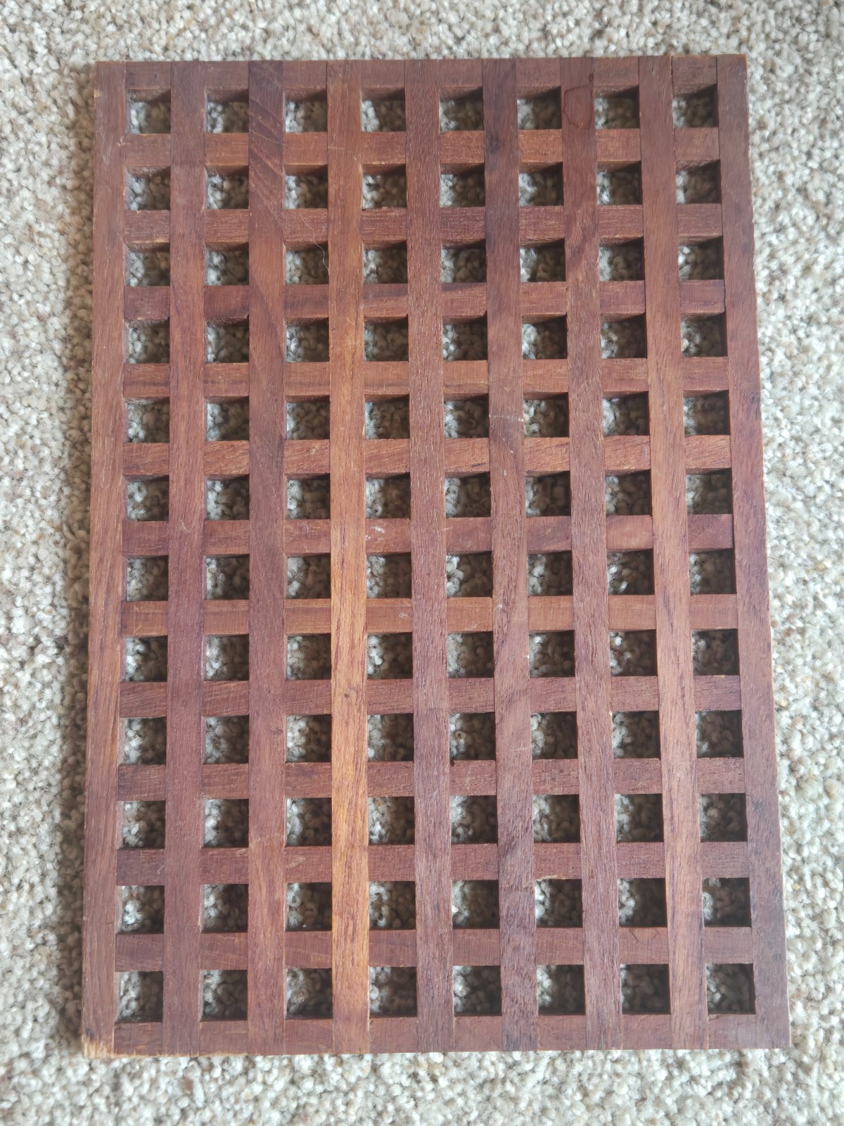 Vintage Dansk Teak Lattice Trivet  - Early MCM Denmark - Stamped \