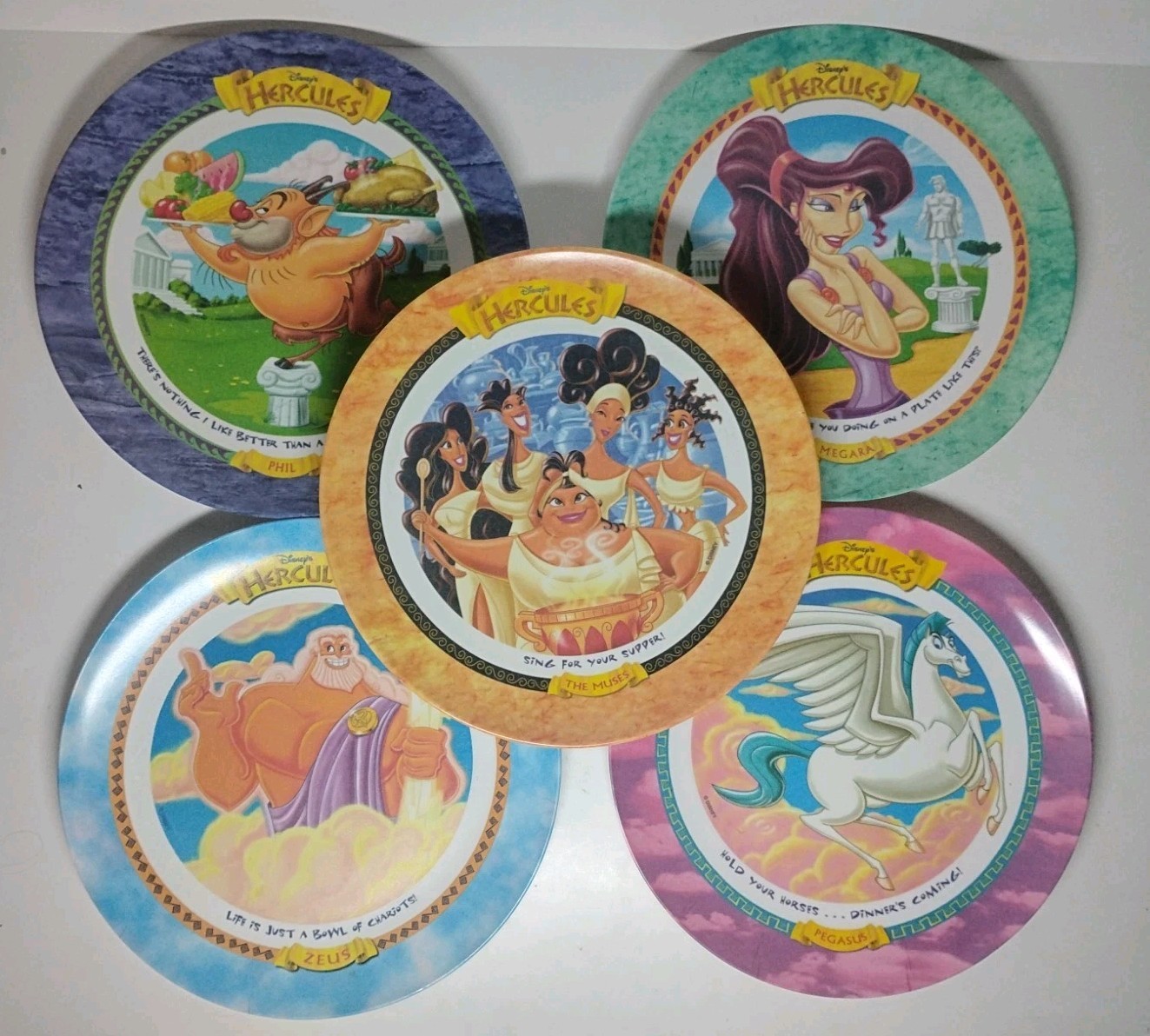 McDonald's Disney Hercules Character Plates Set of 5 Pegasus Megara The Muses 