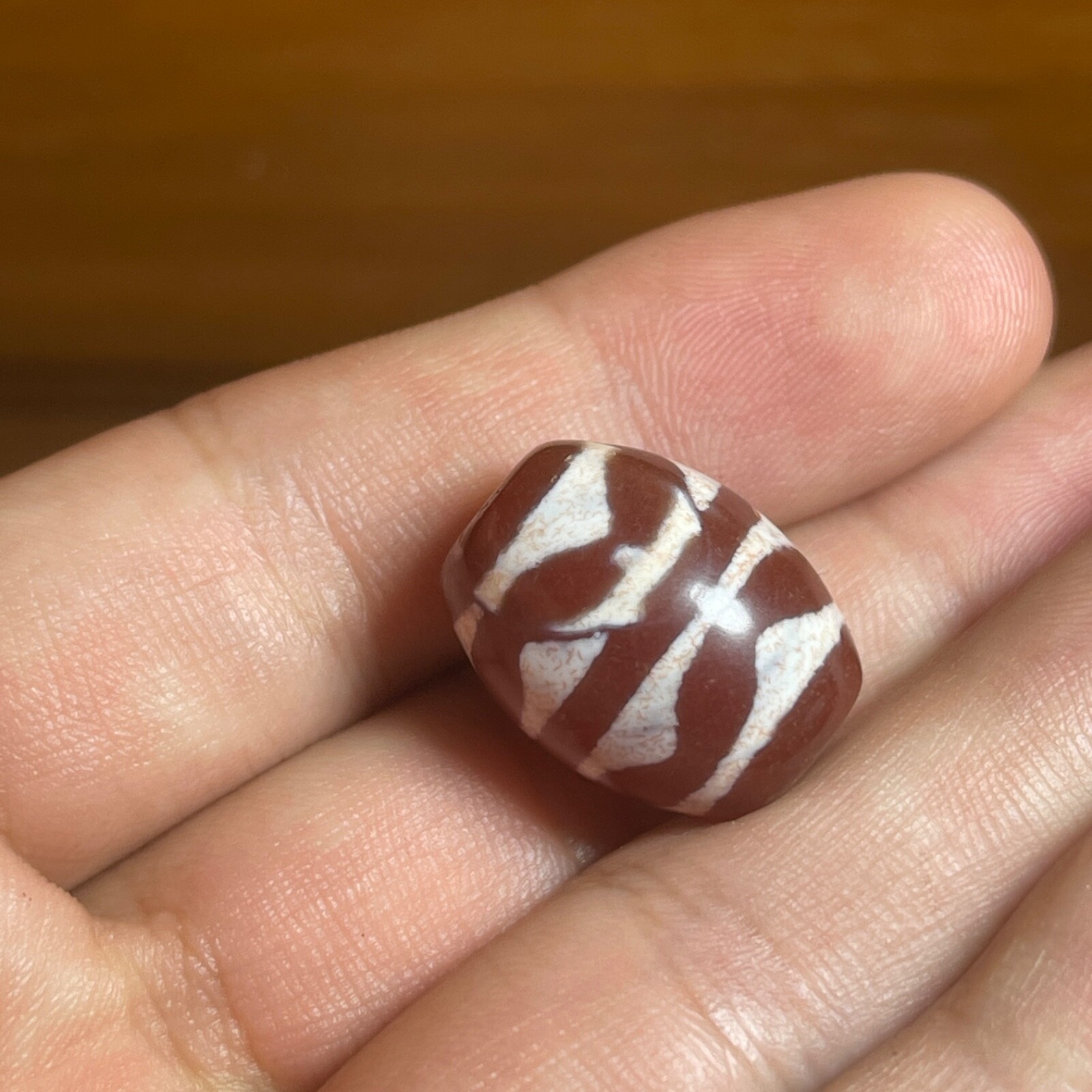 Genuine Ancient Sasanian Etched Carnelian Dzi Bead amulet in good Condition 