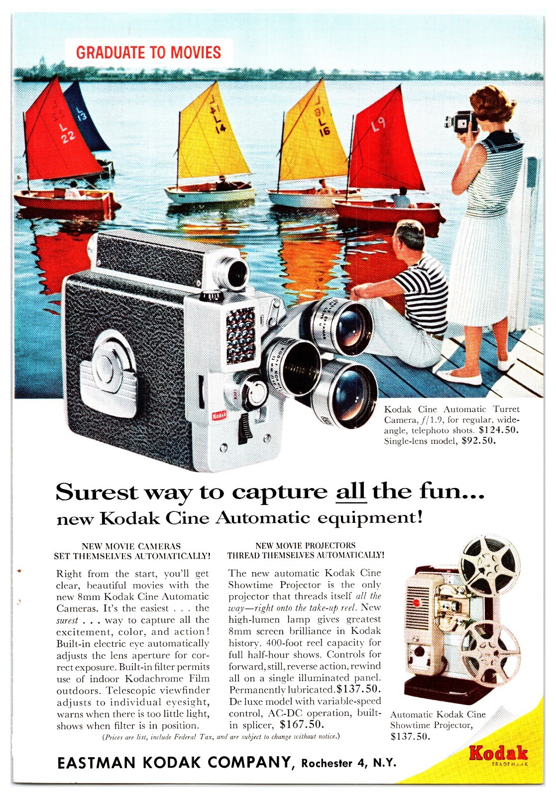Original 1940s Kodak Movie Cameras - Print Advertisement (7in X 10in)