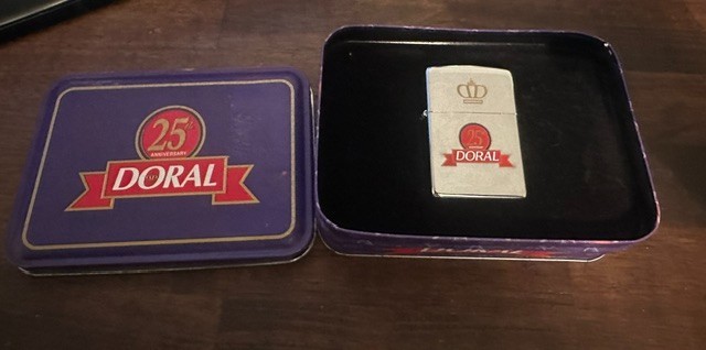 Vintage 1995 Unfired Doral 25th Anniversary Zippo Lighter Original Tin
