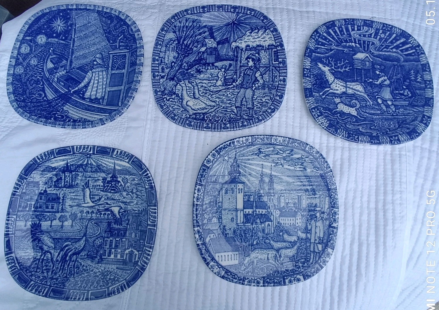 Lot 5 Vtg Rorstrand Julen Christmas Plates 1969 1970 1971 1979 1981 Sweden Nylun