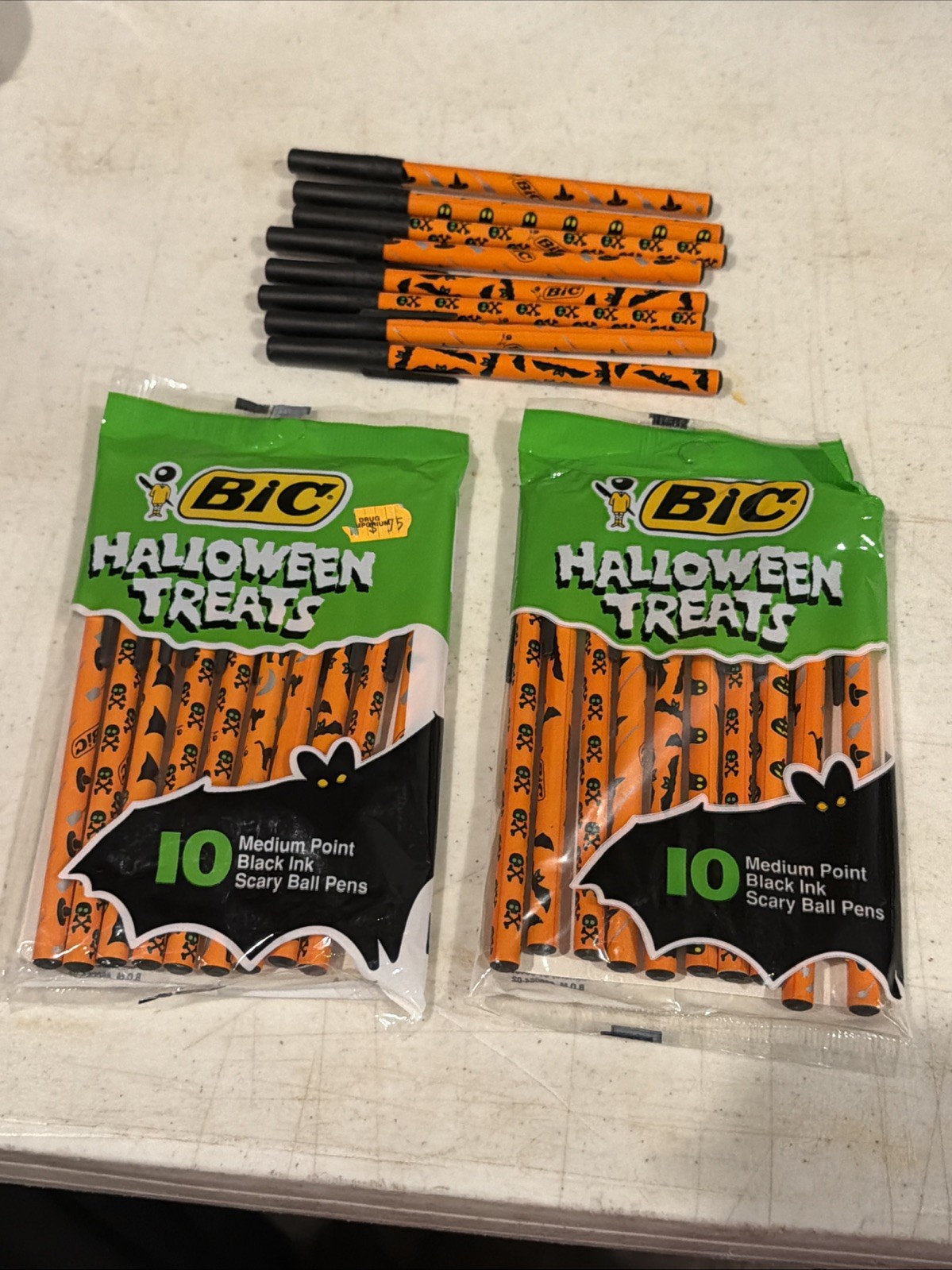VTG Bic Halloween Treats Pens 28 Pens Black Ink NEW 1990 Bats/Cats/pumpkins Lot