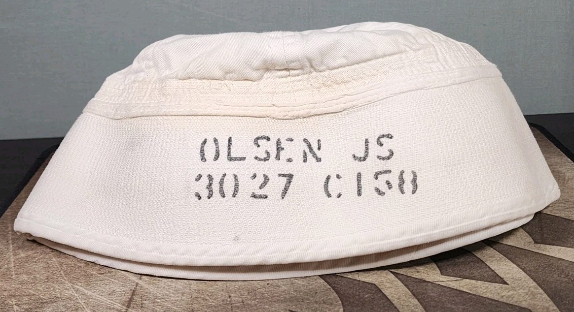 Vintage 1983 US Navy Dixie Cup Sailor Hat Size 7¼ Stenciled Military