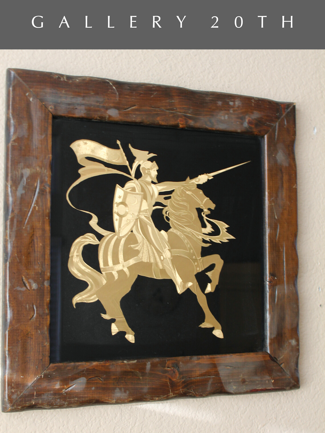 FAB VTG KNIGHT FOIL WALL ART ORIG. 60\'S 70\'S HORSE PAINTING MID CENTURY MODERN