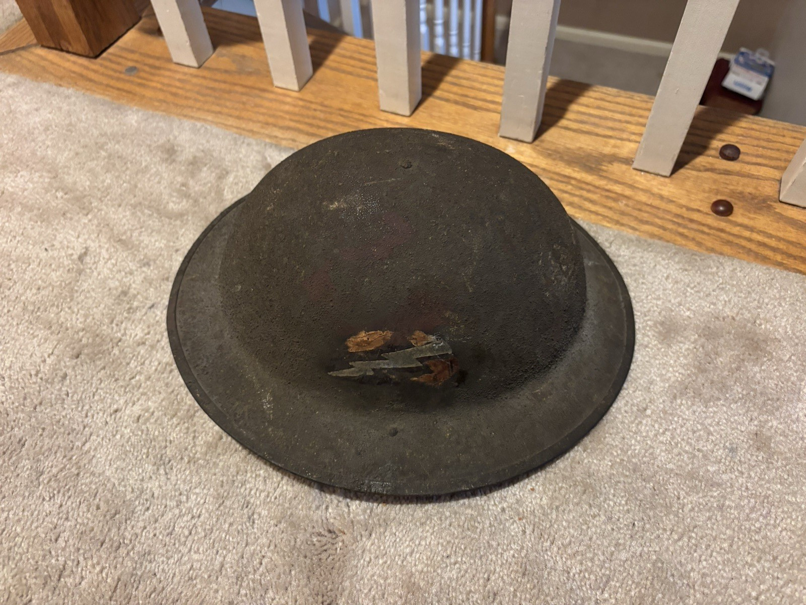 VINTAGE WWI US 78th Division Lightning Bolt M1917 Doughboy Combat Helmet