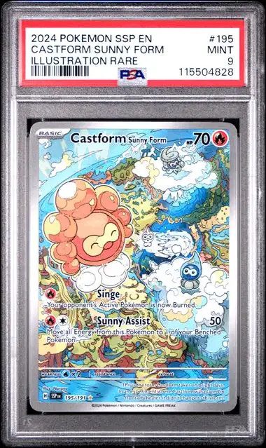 Pokemon Surging Sparks #195 Castform Sunny Form PSA 9