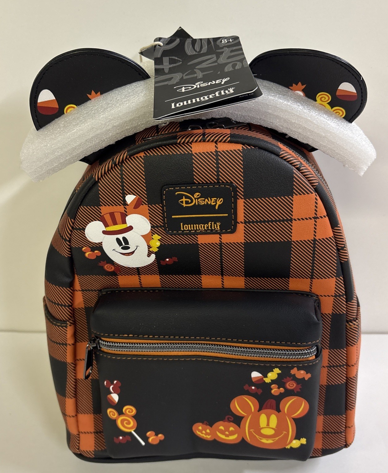 New Loungefly Disney Halloween Plaid Mickey Mouse Ears Mini Backpack Hot Topic