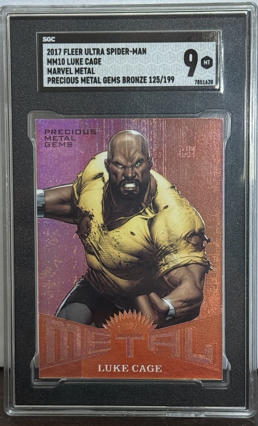 2017 Fleer Ultra Spider-Man PMG Bronze /199 Luke Cage Precious Metal Gems SGC 9