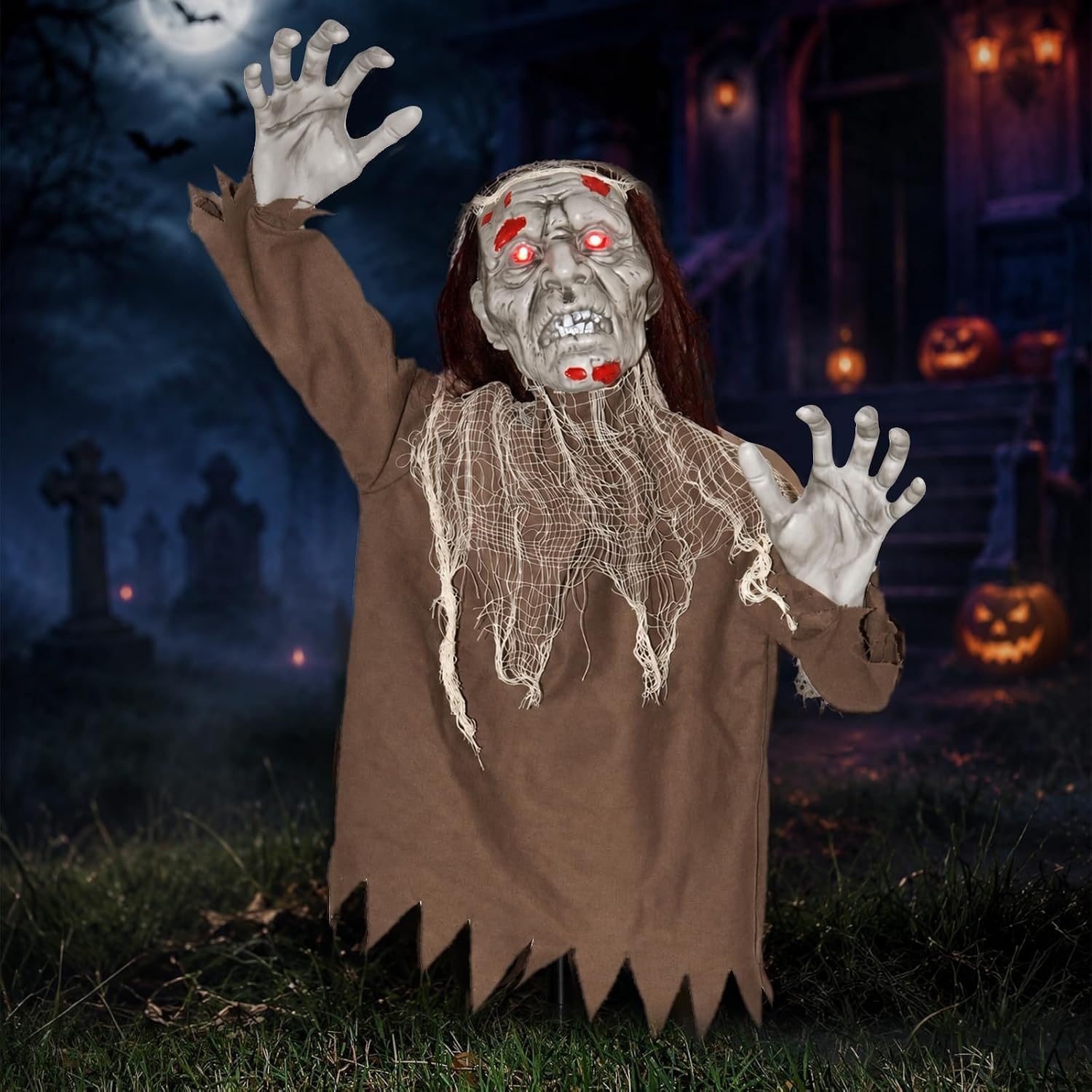 Halloween Creepy Animatronic Zombie Groundbreaker Outdoor Decor with Light up