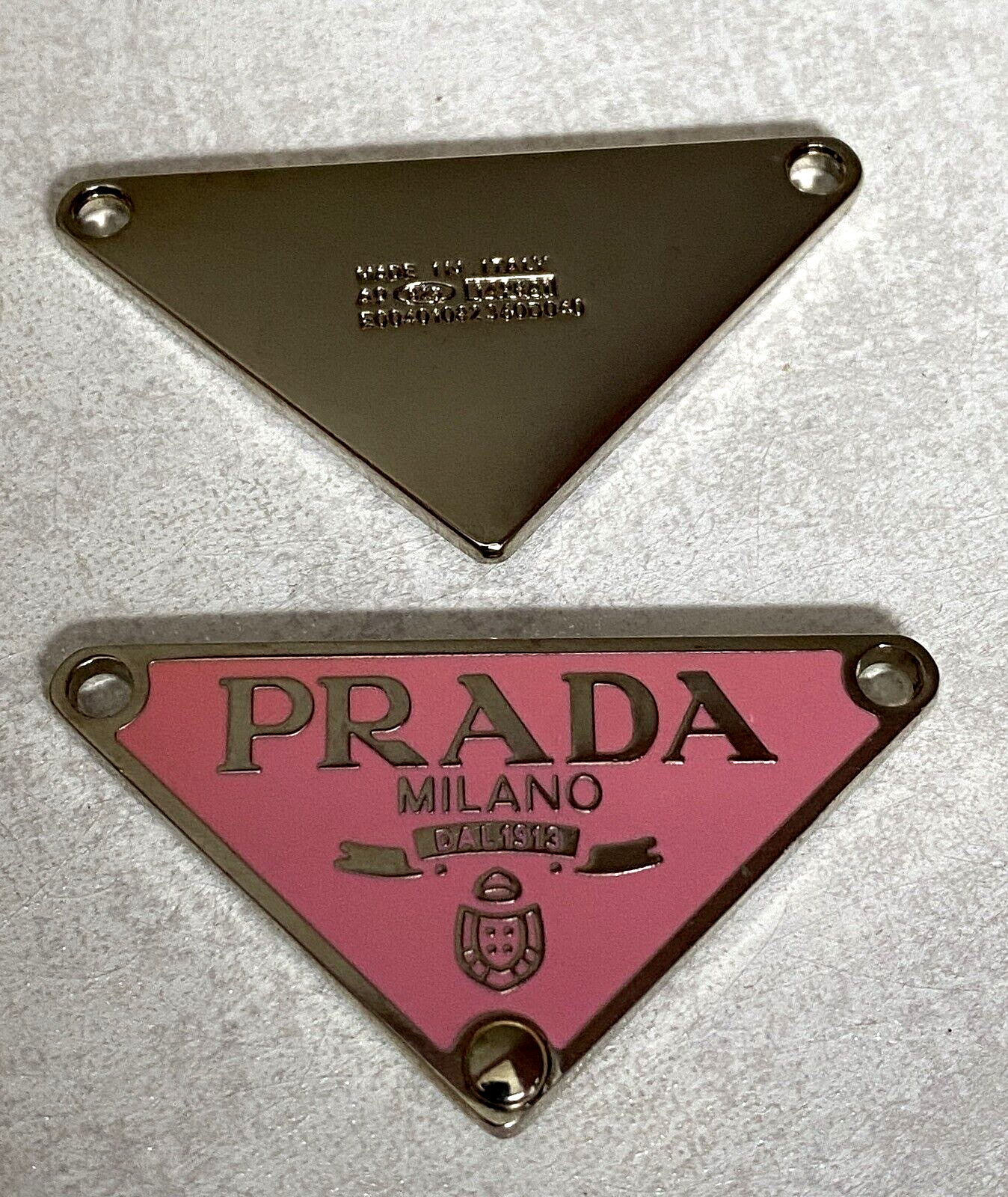 LOT of 2 Prada Milano Logo little  Button Plate Metal Emblem Triangle Plate