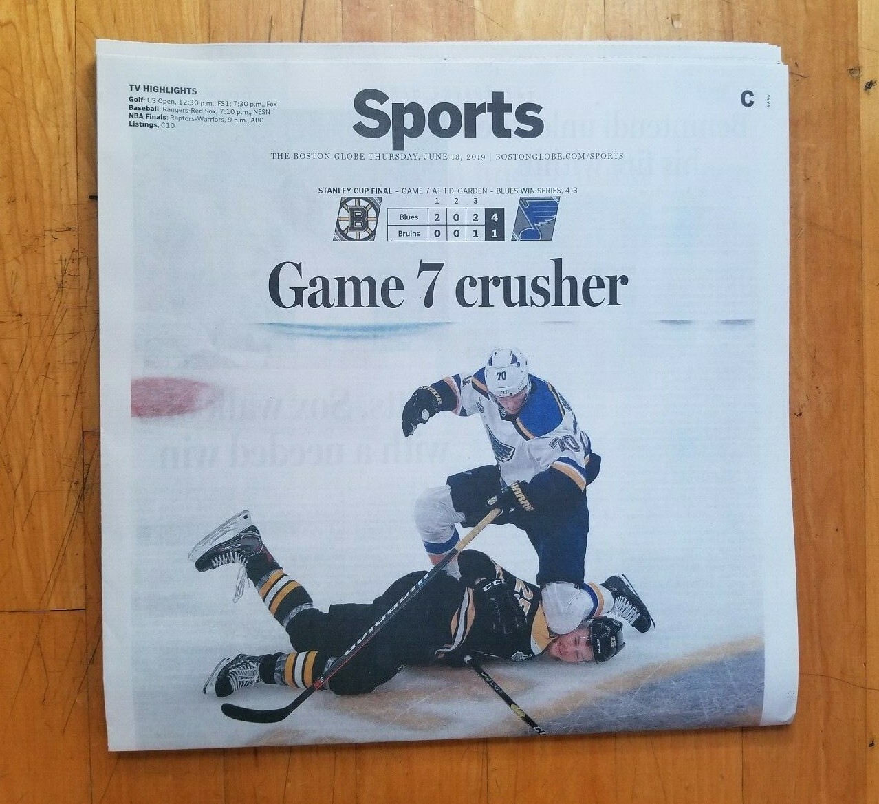St Louis Blues Stanley Cup Champions Newspaper Boston Globe Blues Win The Finals
