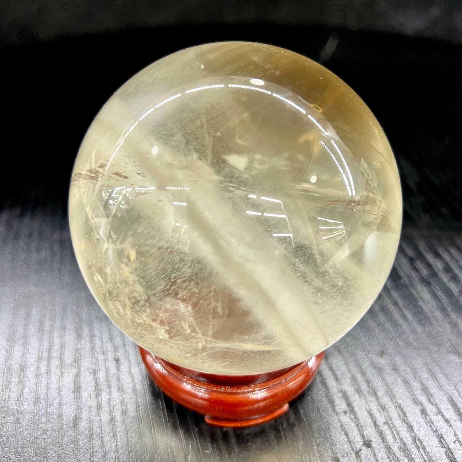 1.3LB  Natural Smoky White Quartz Crystal Sphere Polished Healing Ball Decor
