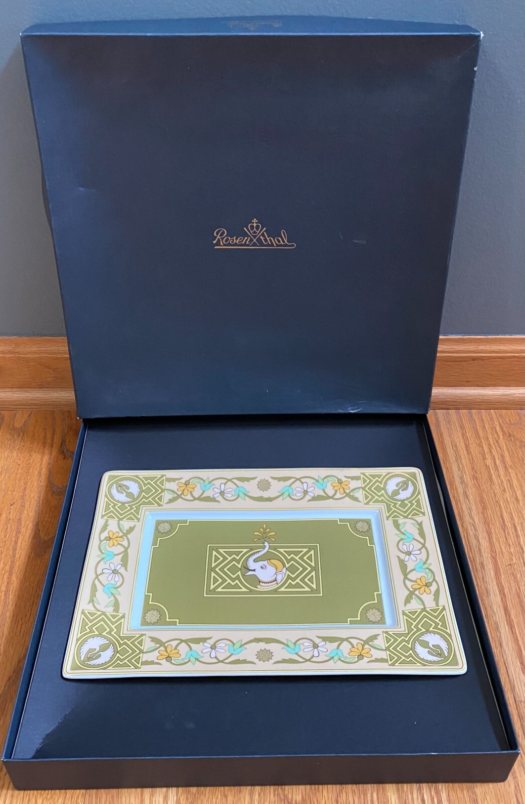 Rosenthal Germany Maharaja's Garden Elephant Crane Porcelain Plate Tray 11x8