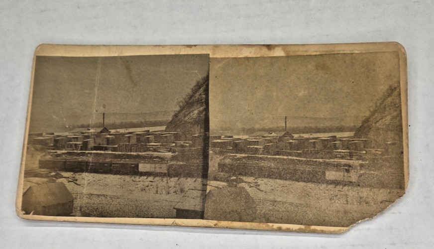 North McGregor stereoview, rail yards and Flemming mill and lumber yard