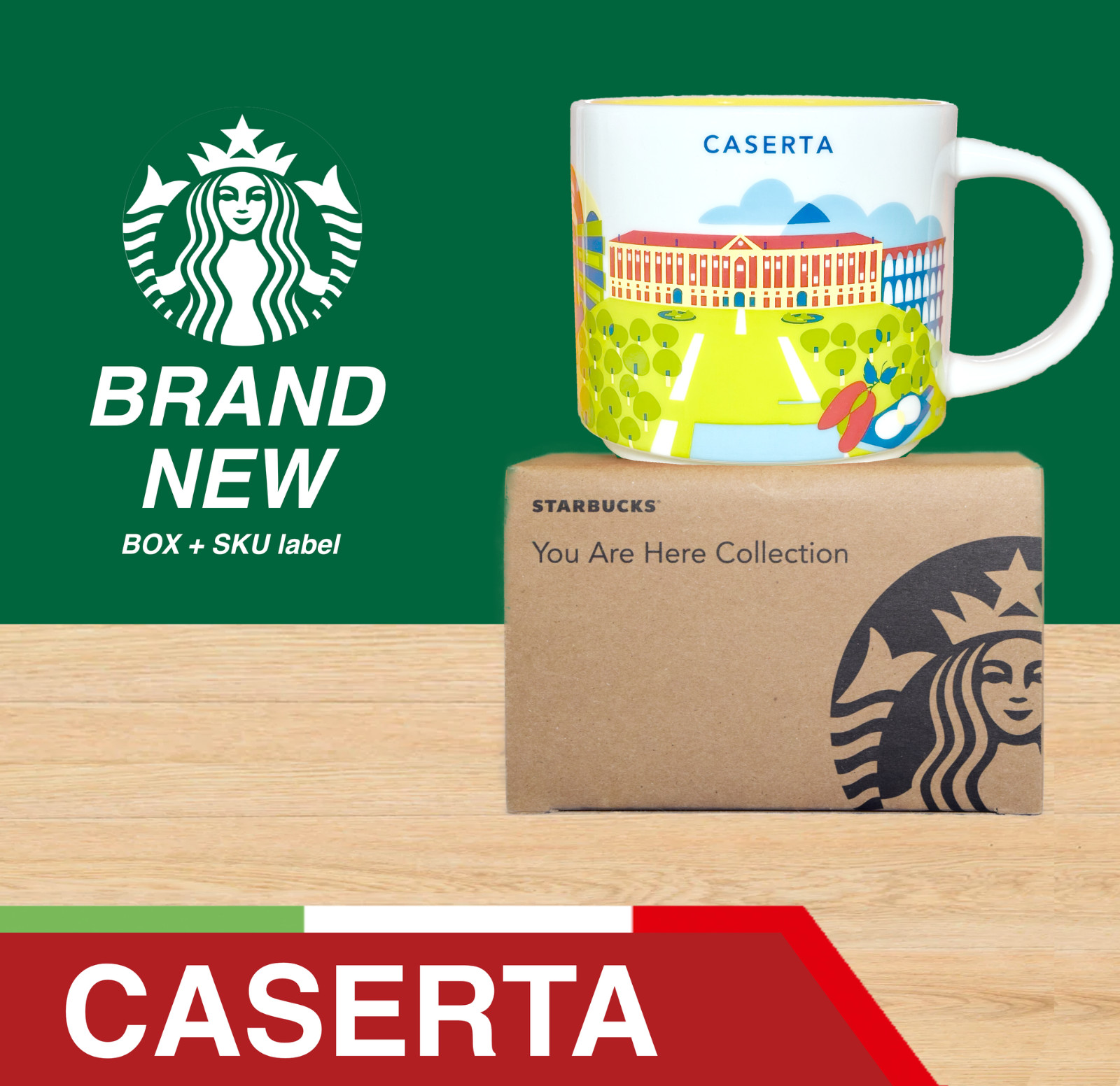 Starbucks YAH ITALY - You Are Here CASERTA Mug/Mug BRAND NEW + SKU - 14oz.