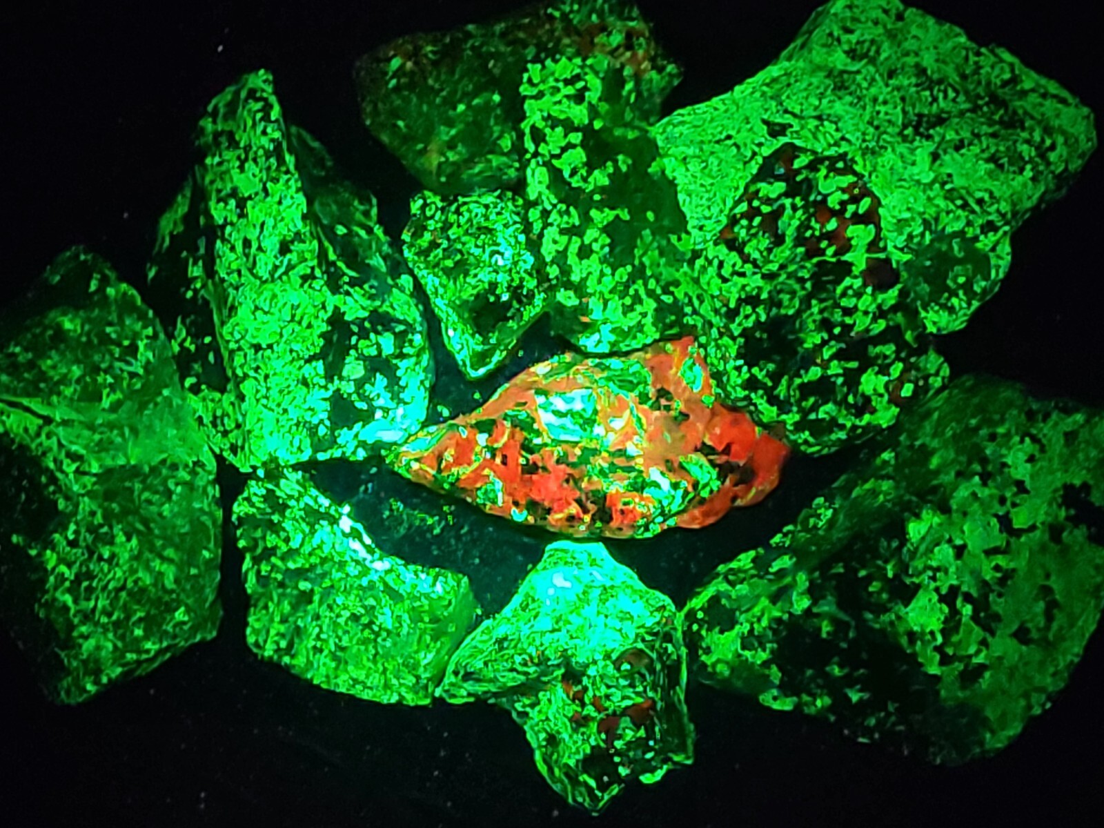1 Pound+ Lot of SW UV Fluorescent + Phosphorescent Willemite Franklin New Jersey