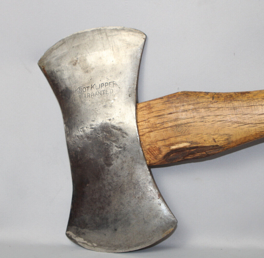 FINE USER Antique Vintage KNOT KLIPPER Mann Double Bit Axe Inv#CR07