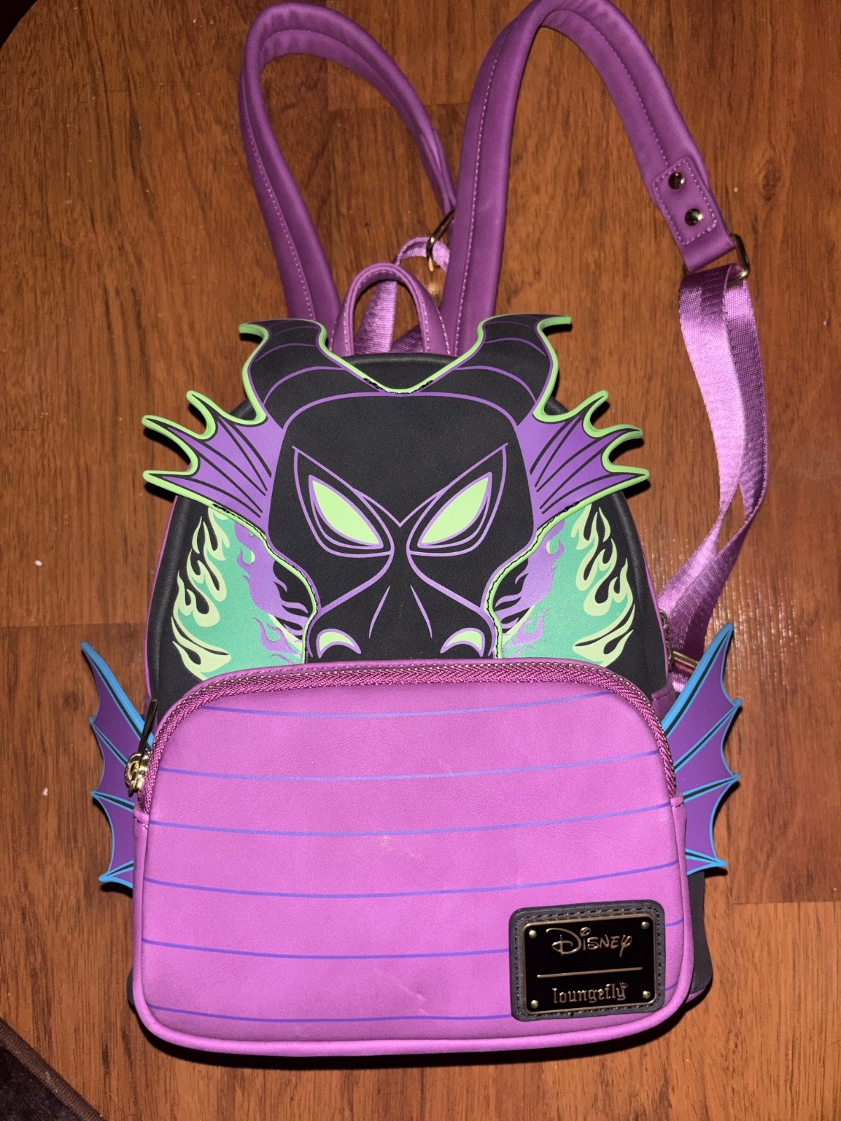 Loungefly Disney Maleficent Villains Mini Backpack Glow in the Dark Purple Loungefly Disney Maleficent Villains Mini Backpack Glow in the Dark Purple