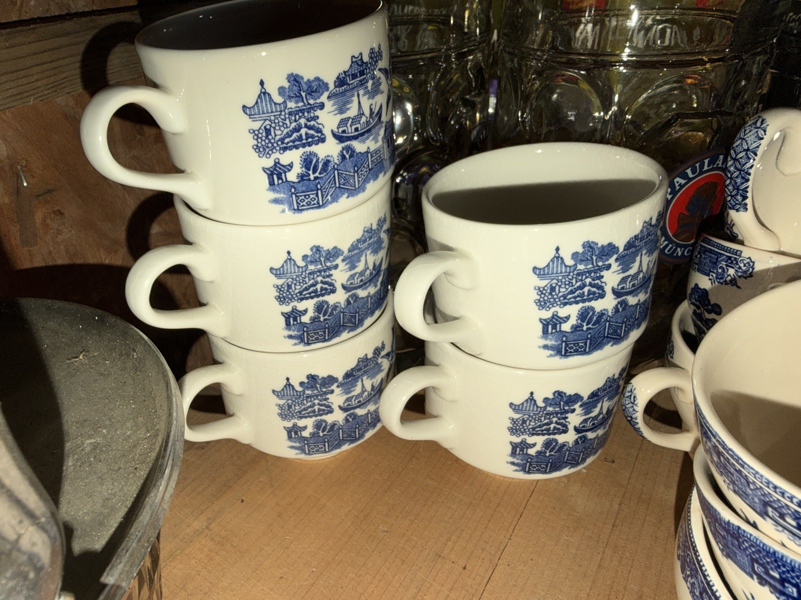 Vintage Blue Willow China Tea Cup Churchill England Ceramic Lot of 5