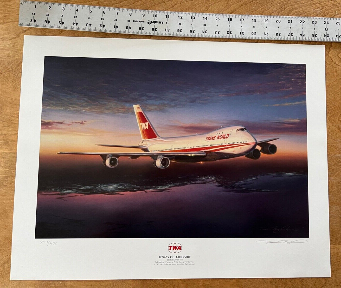 Aviation Art Print Trans World Airlines TWA Boeing 747 \