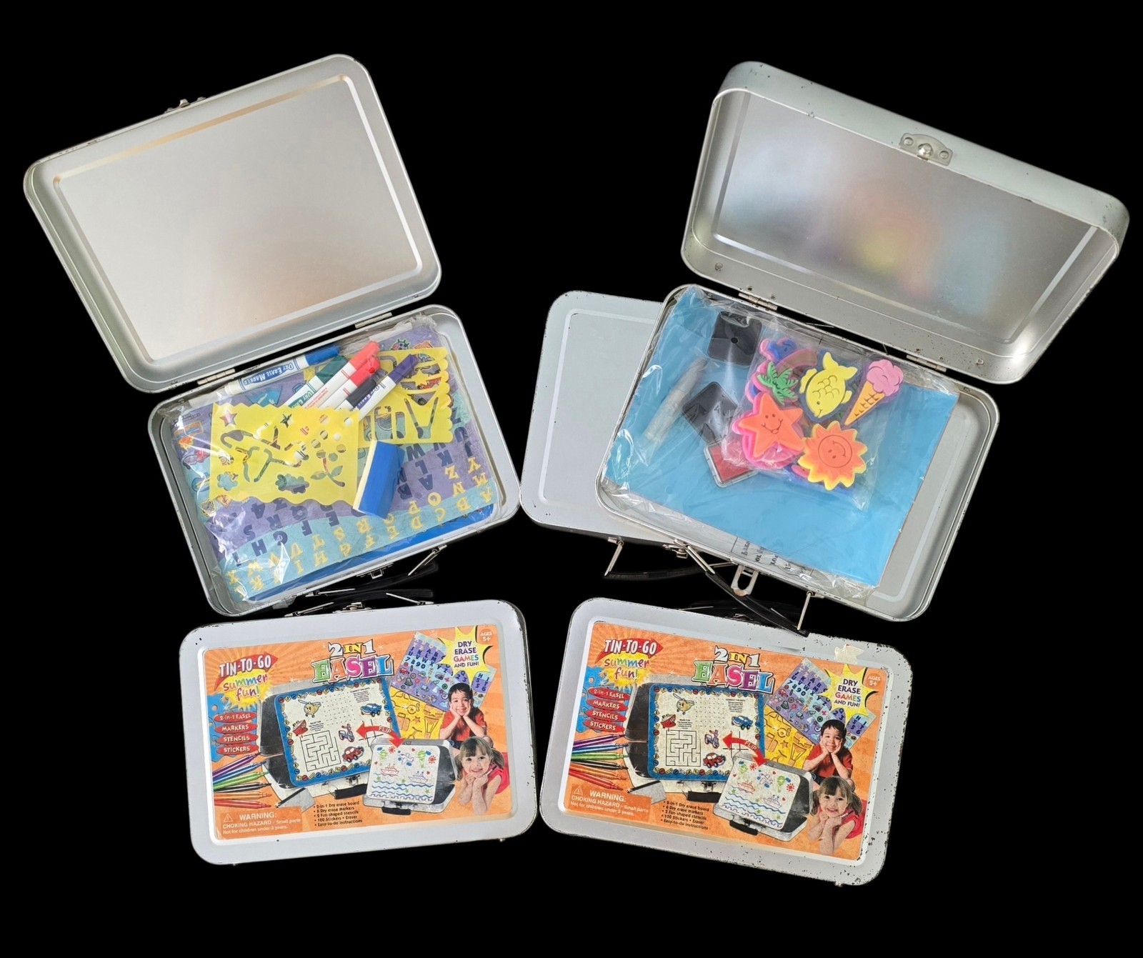 Lot of 5 Vintage Tin-To-Go Summer Fun Activity Tins 2005 Horizon Group Unopened