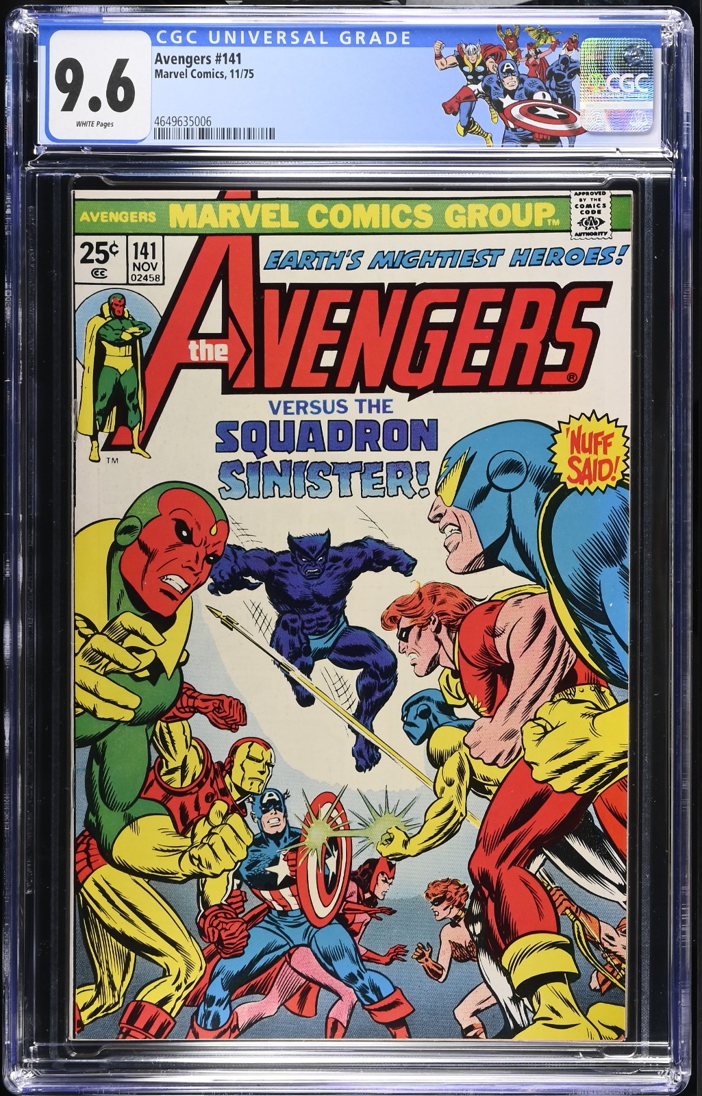 AVENGERS #141 CGC 9.6 WHITE 1975 1ST GEORGE PEREZ  CUSTOM LABEL #4649635006