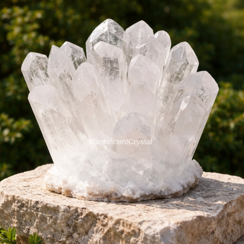 680G Rare Large Clear Quartz Cluster White Crystal Healing Geode Mineral Decor