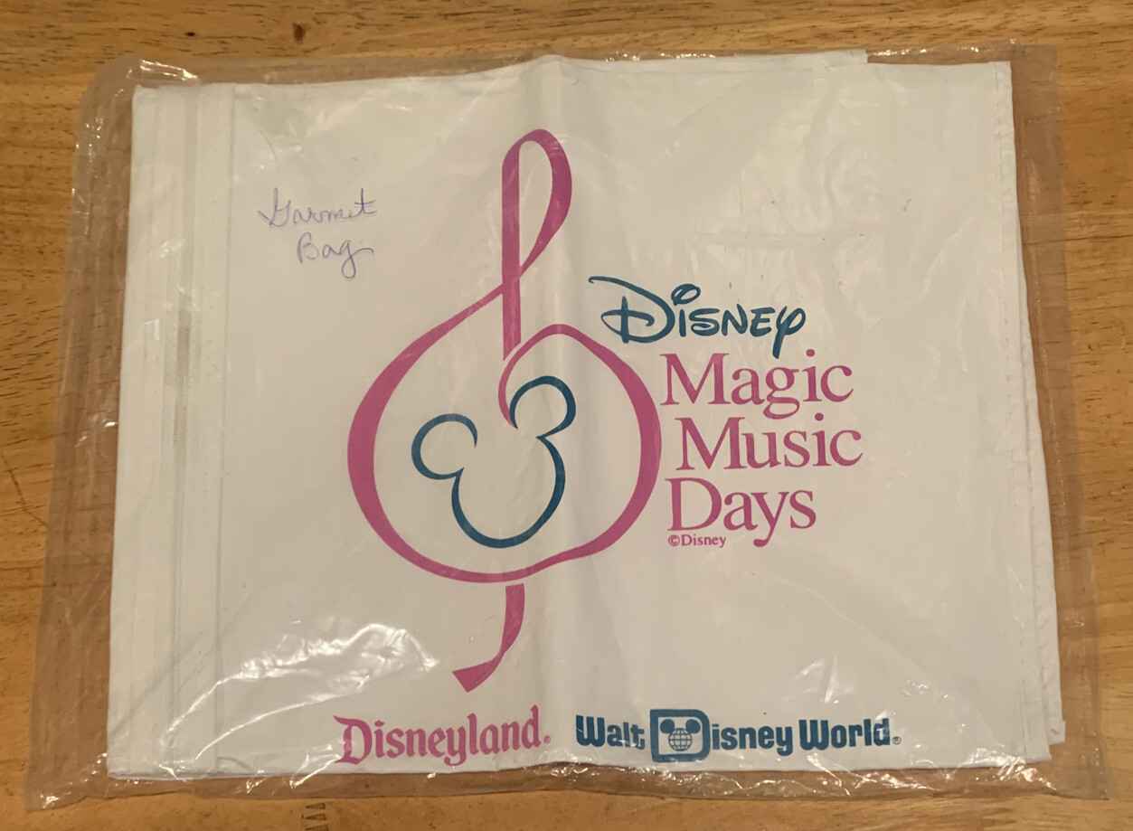 Vtg Disney Magic Music Days Garment Bag Mickey Treble Clef Disneyland WDW Retro