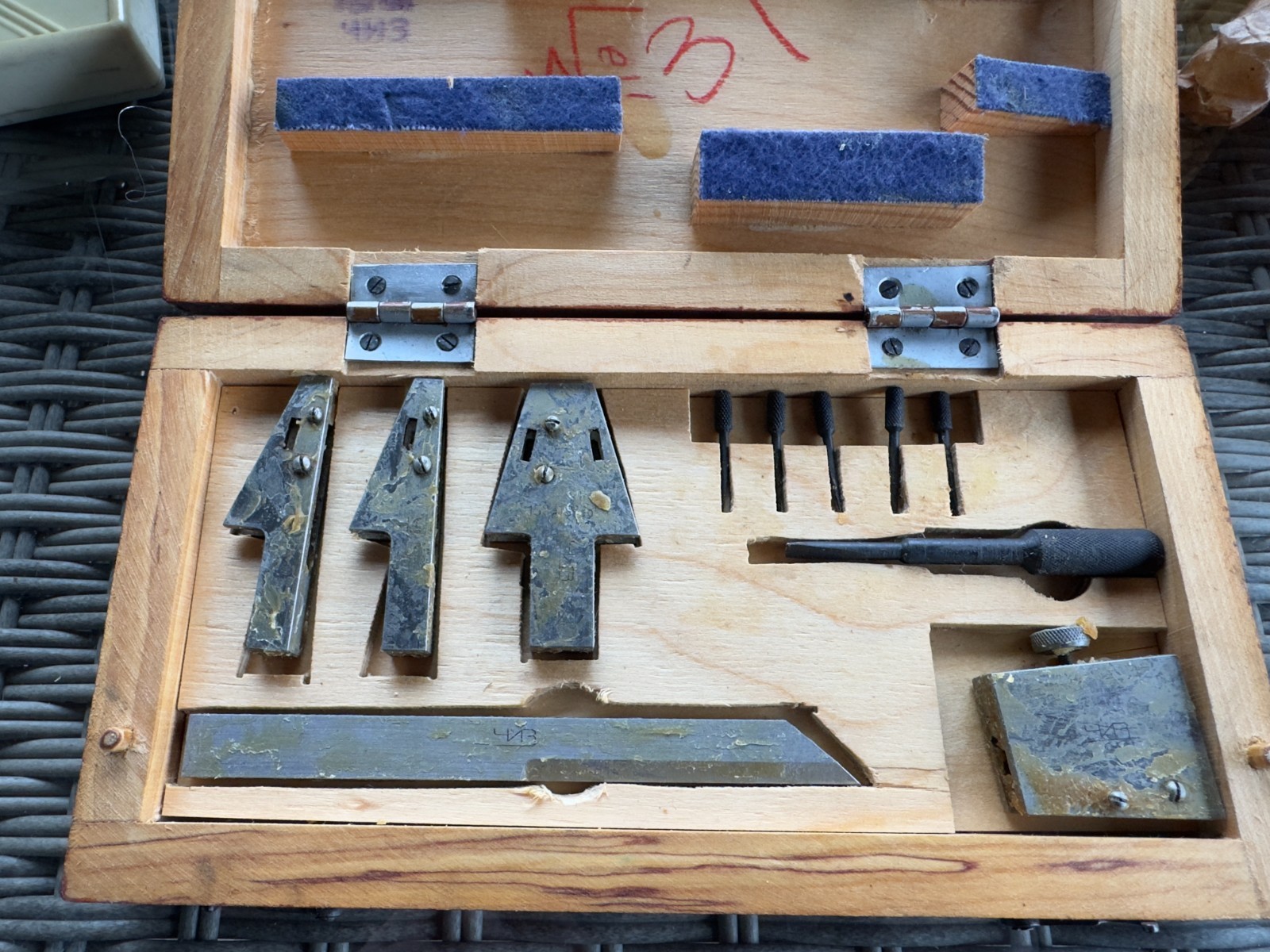 Vintage USSR Precision Gauge Block Accessories Set Jo-Blocks Holder Soviet Box