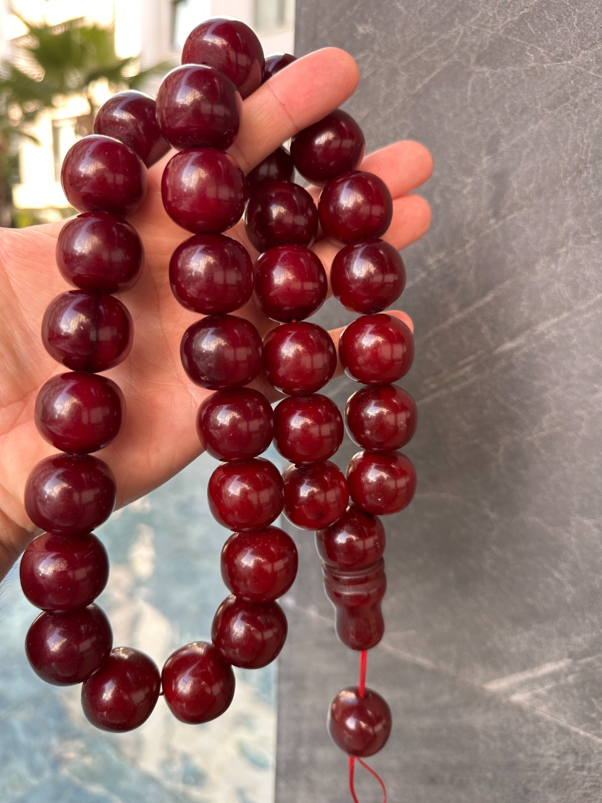 Large Burgundy Islamic Prayer Beads (Tesbih Misbaha) – Oversized Handmade Rosary