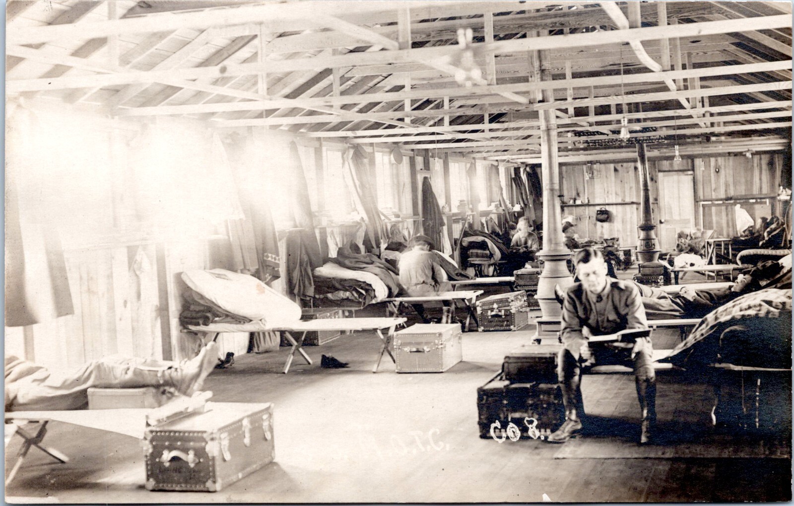 RPPC Army Officers in Barracks - c1910-1930 Photo Postcard - Military